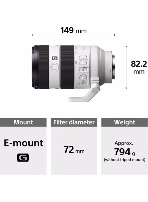 FE 70-200mm F4 Macro G OSS II Lens – Full-Frame E-Mount Telephoto Zoom with Optical Stabilization, Fast Autofocus & 1:2 Magnification White - Image 4
