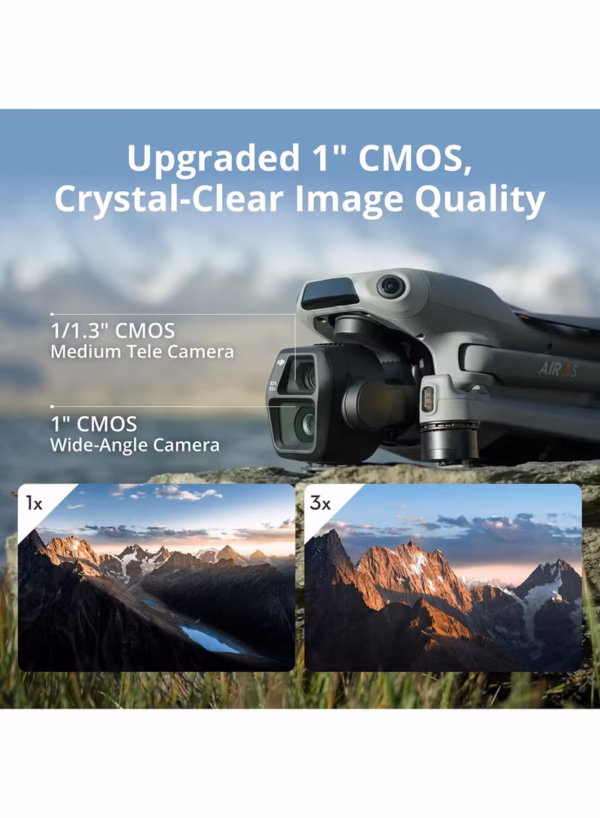 Air 3S Fly More Combo (RC-N3), Drone with 1" CMOS Wide-Angle & Medium Tele Camera, 4K/60fps HDR Video, Nightscape Omnidirectional Obstacle Sensing & 3 Batteries for Extended Flight Time - Image 3