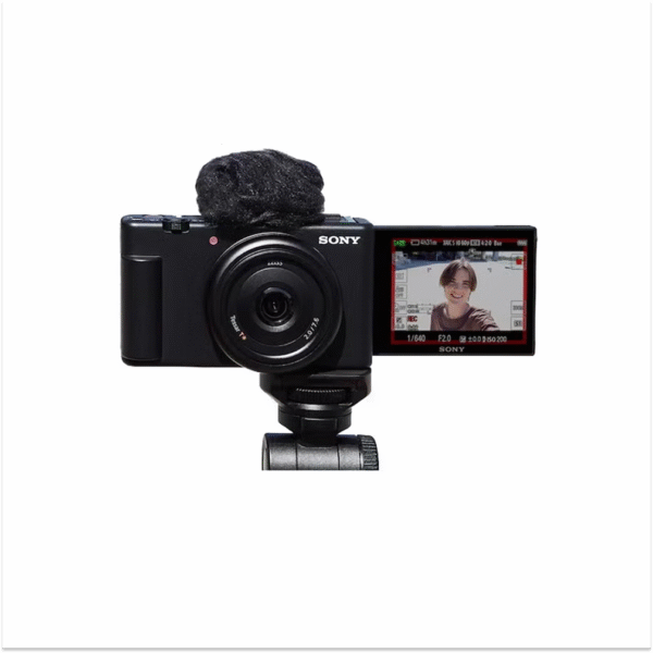 ZV1F/B Vlog Camera for Content Creators and Vloggers Large 1 inch Sensor with Wide Angle 20mm Lens, Black