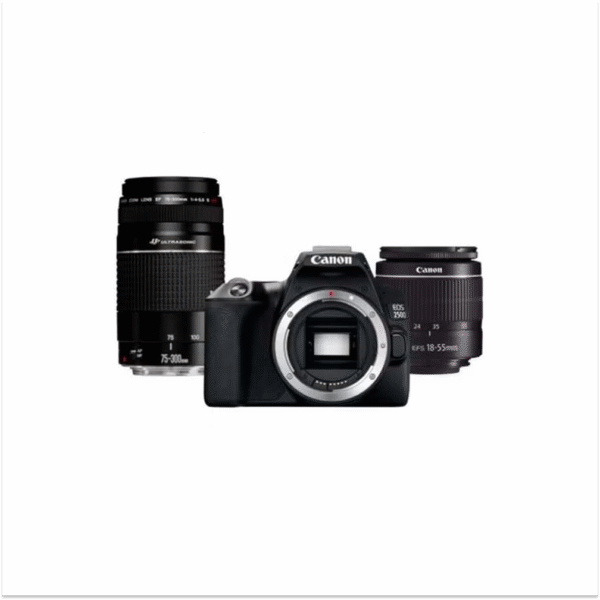 EOS 250D SLR Camera Body Black With EF-S 18-55MM F3.5-5.6 III & EF 75-300MMF4-5.6 III Lens