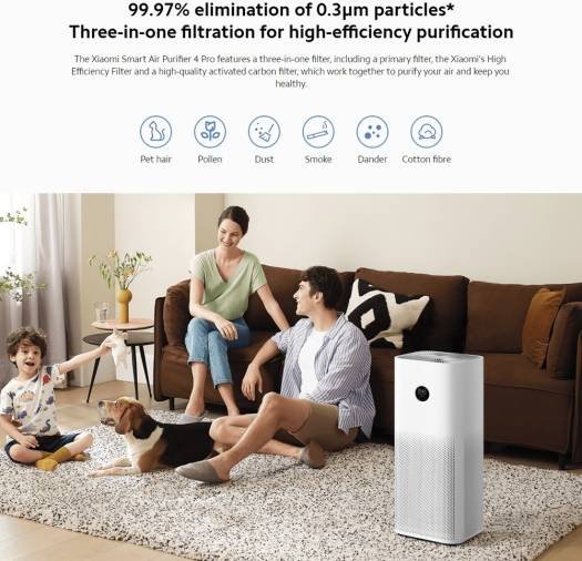 Xiaomi Smart Air Purifier 4 Pro with High-Efficiency Filtration | Ideal for Pets & Allergies | H1N1 Virus Reduction | Large Room Coverage - Image 5