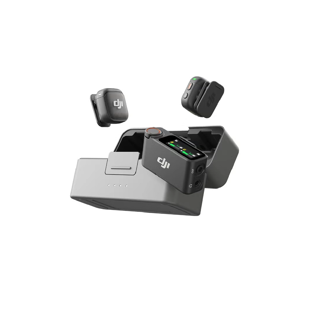 DJI Mic 3 Wireless Lavalier Microphone Set – 2 TX & 1 RX with Grey Charging Case